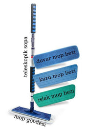 Silva Mikrofiber 3'lü Set Teleskopik Mop - Teşhir