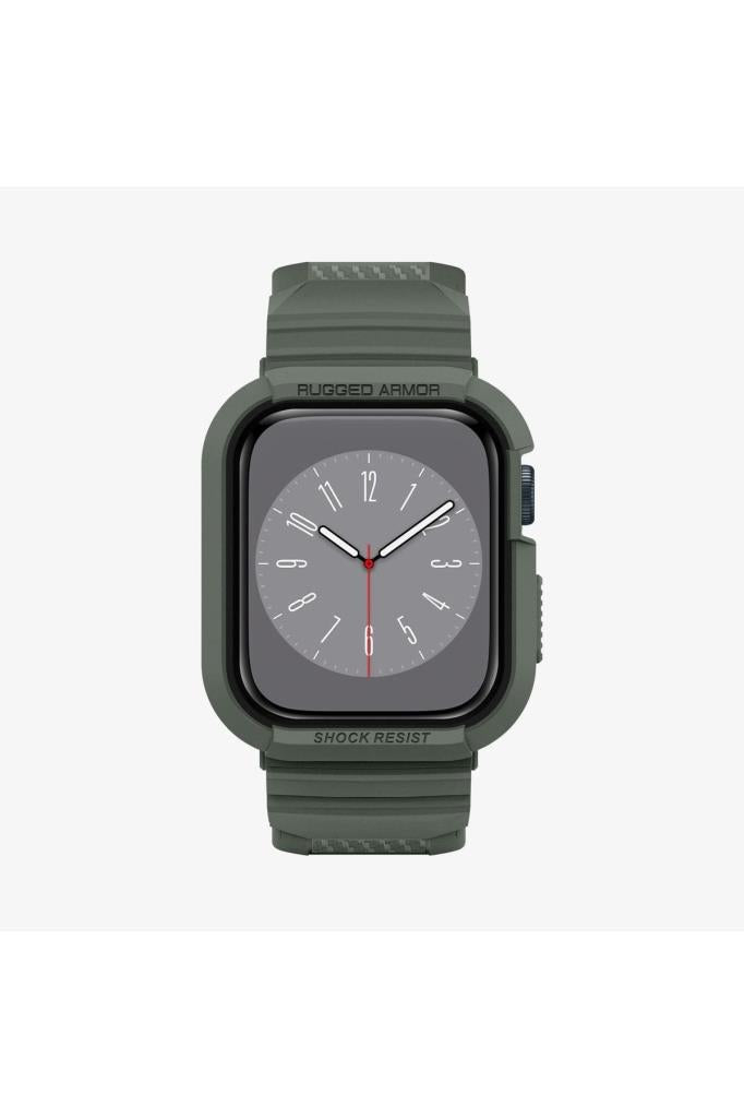 Apple Watch Seri (45mm / 44mm) Kılıf, Spigen Rugged Armor Pro Military Green Outlet