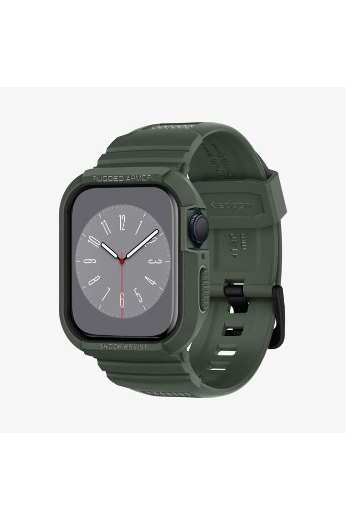 Apple Watch Seri (45mm / 44mm) Kılıf, Spigen Rugged Armor Pro Military Green Outlet