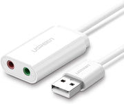 Ugreen 3.5mm Harici USB Ses Kartı Beyaz 15 cm Kablo Uzunluğu ile Bilgisayar ve PS4 Uyumlu - Teşhir