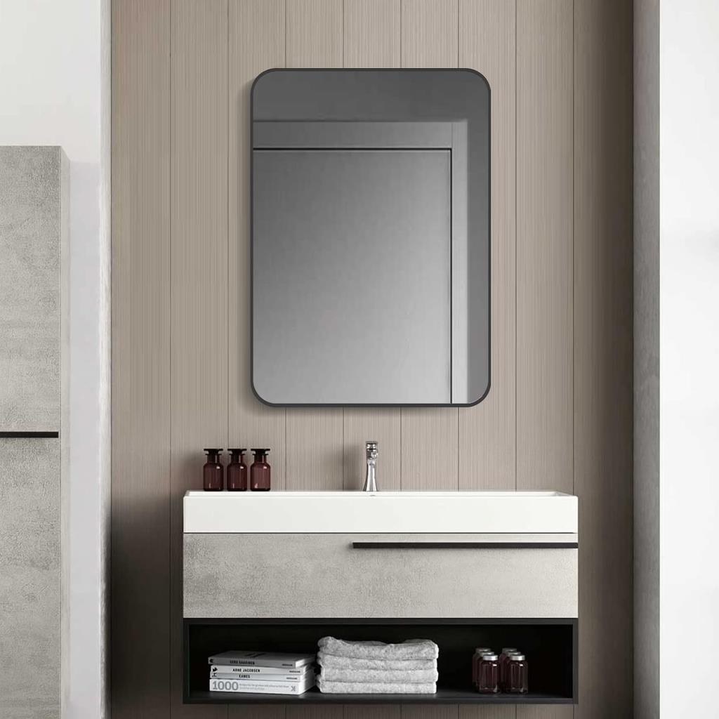 SNUGACE Siyah Metal Çerçeveli Dikdörtgen Duvara Monte Banyo Makyaj Aynası, 20 × 28 İnç. - OUTLET