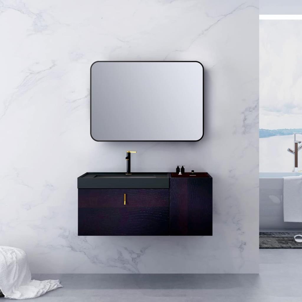 SNUGACE Siyah Metal Çerçeveli Dikdörtgen Duvara Monte Banyo Makyaj Aynası, 20 × 28 İnç. - OUTLET