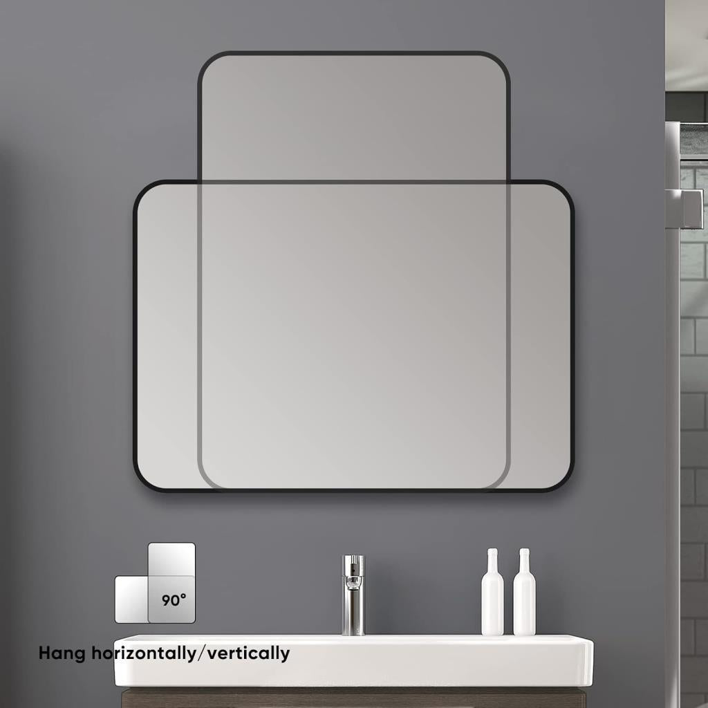 SNUGACE Siyah Metal Çerçeveli Dikdörtgen Duvara Monte Banyo Makyaj Aynası, 20 × 28 İnç. - OUTLET