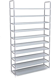 Songmics 10 Katlı Ayakkabı Rafı, 100x29x175 CM, Gri, LSR10G