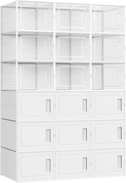 SONGMICS Ayakkabı Kutuları, 18'li Set, Plastik Kutular, Spor Ayakkabılar için, 44 Bedene Kadar Ayakkabılar için, 9 Şeffaf Kutu ve 9 Beyaz Kutu LSP009W01 Outlet