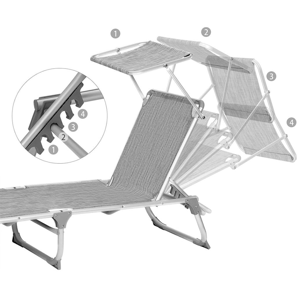 Songmics GCB19 55x193x31 cm Gölgelikli Katlanabilir Şezlong - TEŞHİR