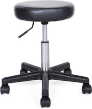 SONGMICS Döner Tabure, Tekerlekli, Yüksekliği Ayarlanabilir Tekerlekli Tabure, 46-58 cm Suni Deri Kaplı Çalışma Taburesi, Siyah Ljb61B