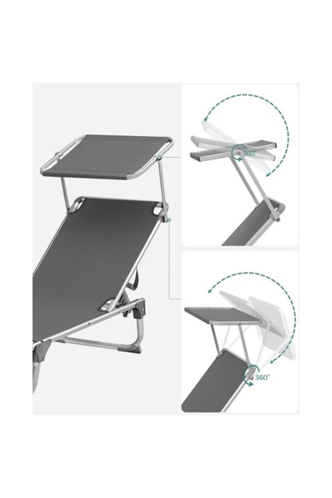 Songmics GCB19 55x193x31 cm Gölgelikli Katlanabilir Şezlong - OUTLET