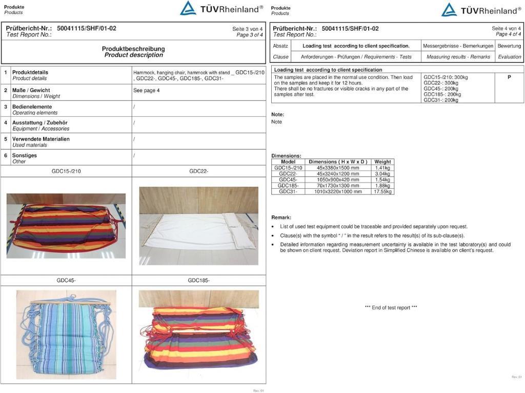 SONGMICS Hamak sandalye, 180 x 125 cm TÜV Rheinland maks. Statik yük 200 kg, iç ve dış mekan, gökkuş