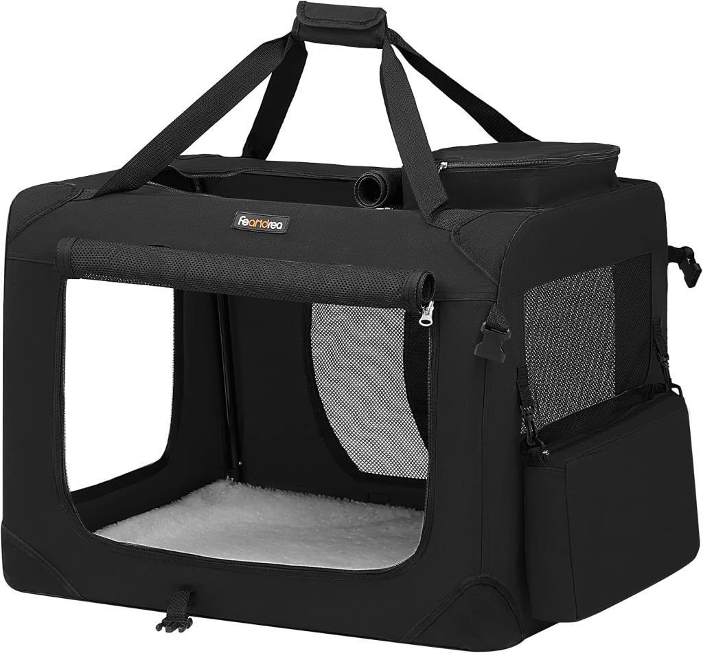 Feandrea Köpek Kutusu, Katlanabilir, Taşıma Kutusu, Köpek, L, Köpek Çantası, Oxford Kumaş, File Kumaş, Nefes Alır, Taşınabilir, Metal Çerçeve, Saplı, Cepli, 70 X 52 X 52 Cm, Siyah Pdc70h Outlet