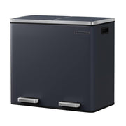 SONGMICS Ltb48Gs Mutfak İçin 2 Bölmeli Pedallı Çöp Kutusu 2 x 24L Yumuşak Kapanış Plastik İç Kovalı Çöp Kutusu, Ayak Pedallı ve Taşıma Saplı