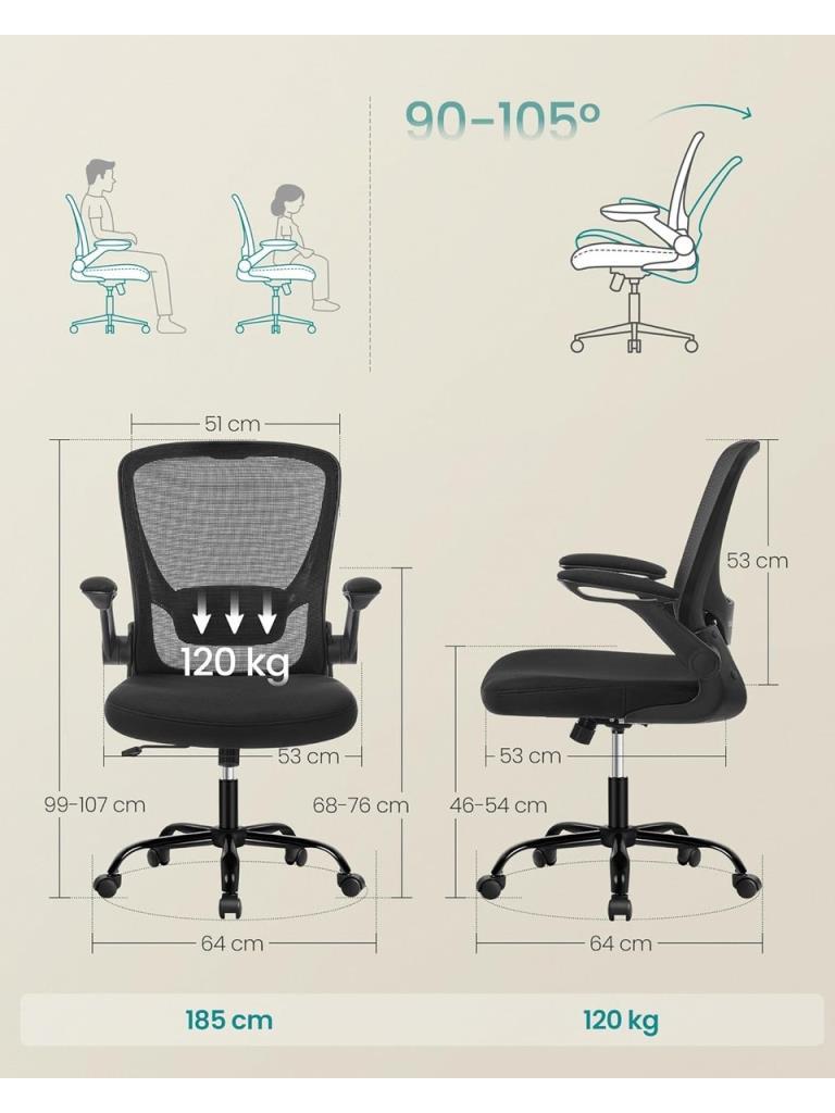 Songmics OBN37BK Fileli Çalışma Koltuğu - OUTLET