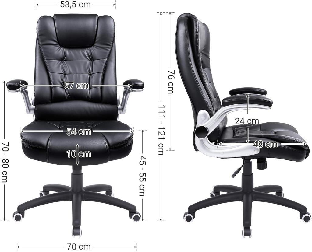 Songmics Ofis Koltuğu, Yönetici Koltuğu, Döner Sandalye, Siyah, Obg51B, 111 X 77 X 71 - Outlet