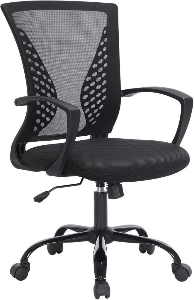 SONGMICS Ofis Sandalyesi, 360 Döner Sandalye, Sallanma Fonksiyonlu, Nefes Alabilir, Ofis, Çalışma Odası, 120 Kg'A Kadar Taşıyabilir, Siyah, Obn22Bk - Outlet