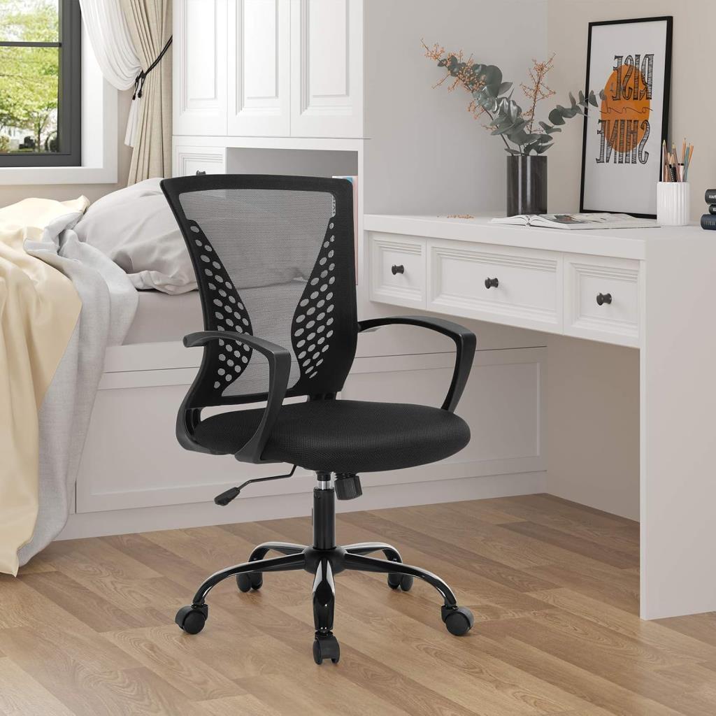 SONGMICS Ofis Sandalyesi, 360 Döner Sandalye, Sallanma Fonksiyonlu, Nefes Alabilir, Ofis, Çalışma Odası, 120 Kg'A Kadar Taşıyabilir, Siyah, Obn22Bk - Outlet