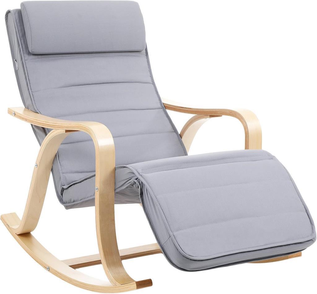 SONGMICS Şezlong, Ayarlanabilir Ayak Dayama Yeri ile Rahatlatıcı Sallanan Sandalye Maksimum Yük:150 Kg Bej Lyy10M Outlet