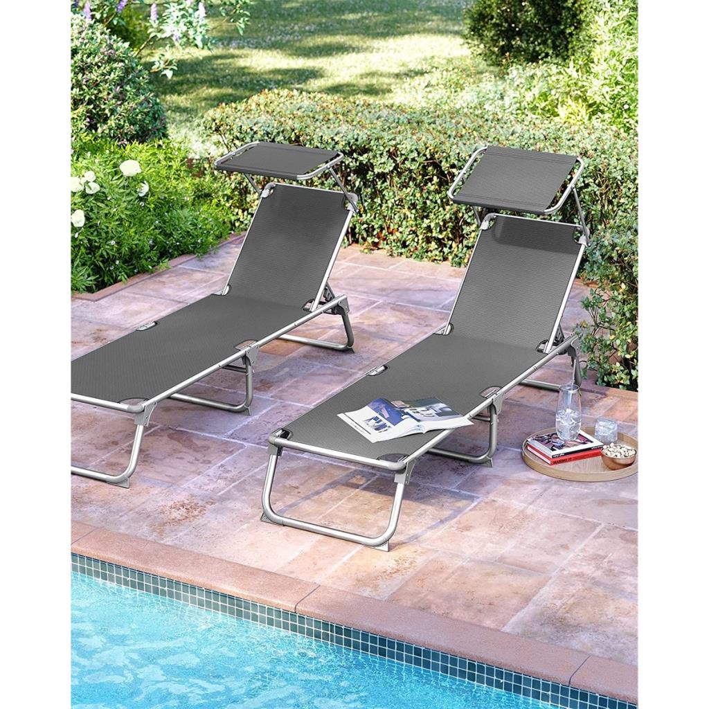 Songmics GCB19 55x193x31 cm Gölgelikli Katlanabilir Şezlong