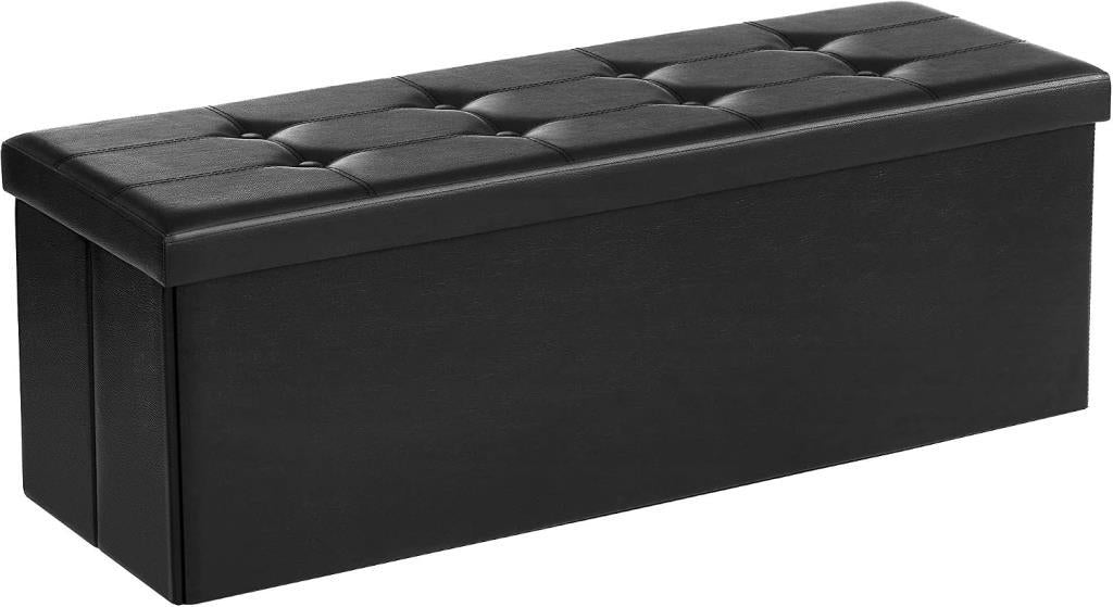 Songmics Tabure 120 Litre, Saklama Kutusu, Tabure, Katlanabilir, 300 Kg'A Kadar Yük, Sentetik Deri Kapak, Döşemeli Outlet
