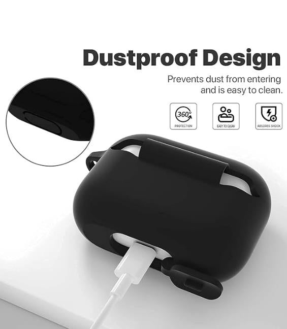 Sounce AirPods Pro Kılıfı Silikon Darbe Emici Koruyucu Kılıf Anahtarlıklı Siyah – Ön LED Görünür (AIRPRO-BK5) - TEŞHİR