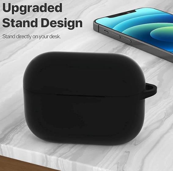 Sounce AirPods Pro Kılıfı Silikon Darbe Emici Koruyucu Kılıf Anahtarlıklı Siyah – Ön LED Görünür (AIRPRO-BK5) - TEŞHİR
