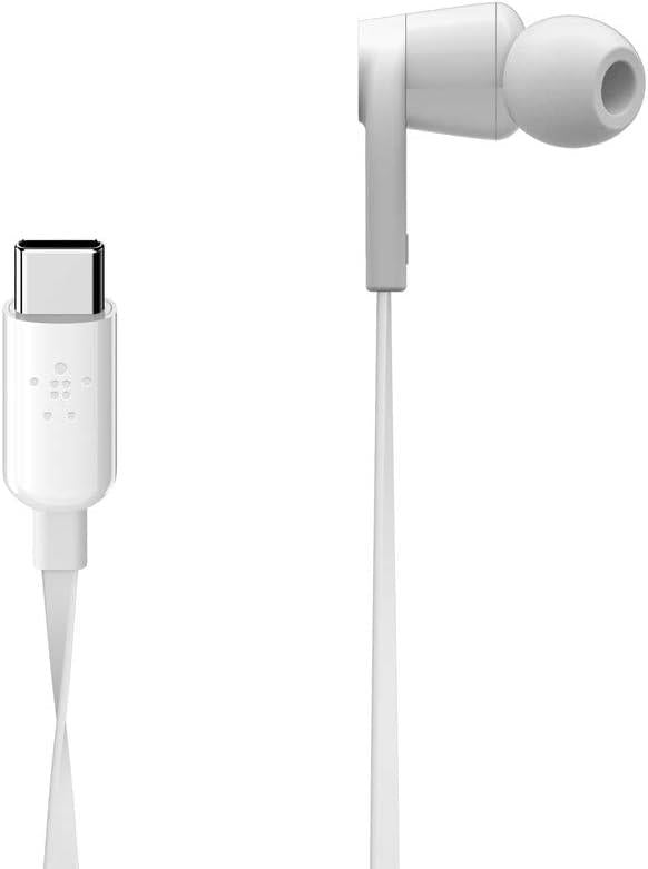 Belkin RockStar USB-C Girişli Silikonlu Kulak İçi Kulaklık, Tangle-Free, Beyaz - Teşhir