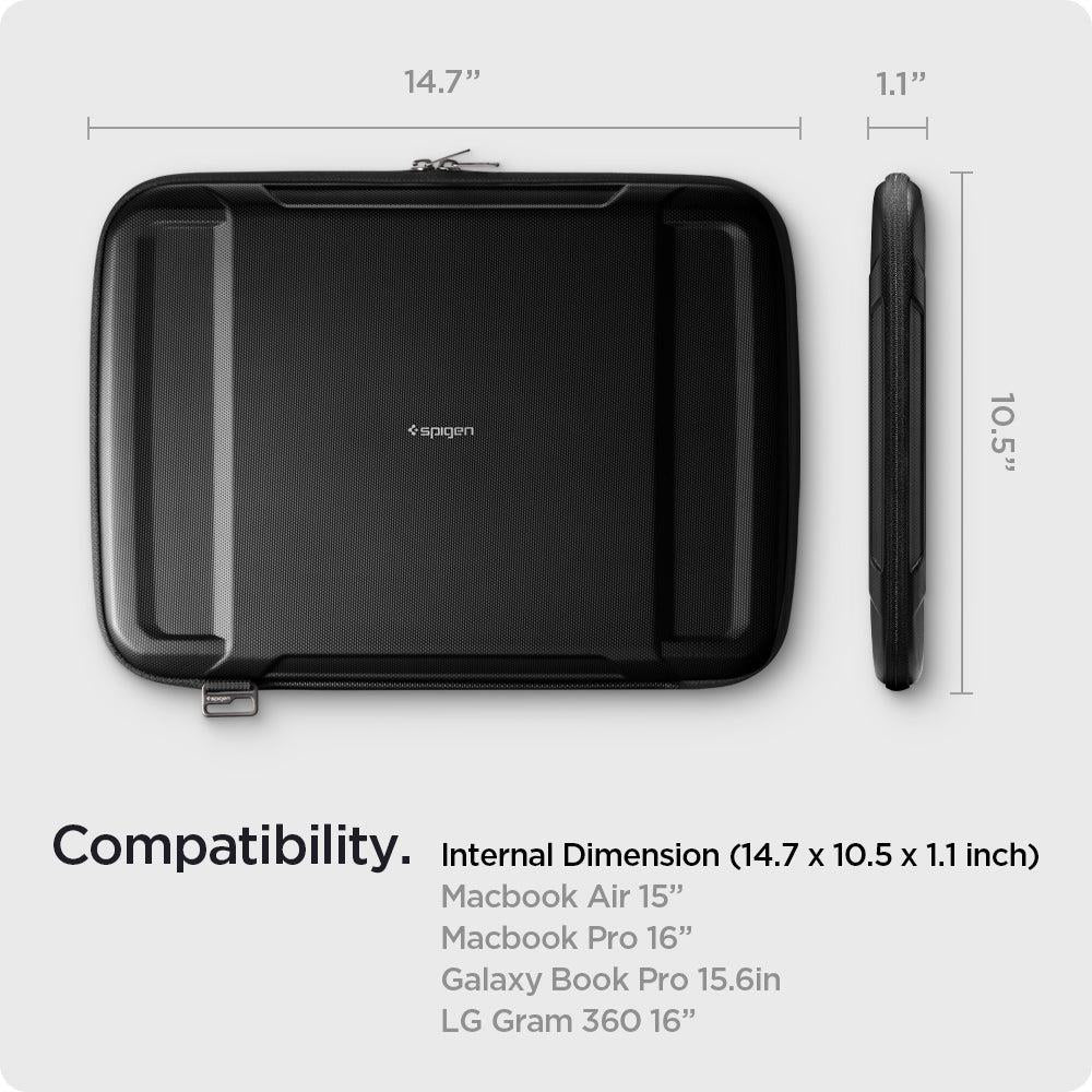 Spigen MacBook & Notebook Laptop 14'' Taşıma Çantası Rugged Armor Pro Pouch Black - AFA04270-Outlet