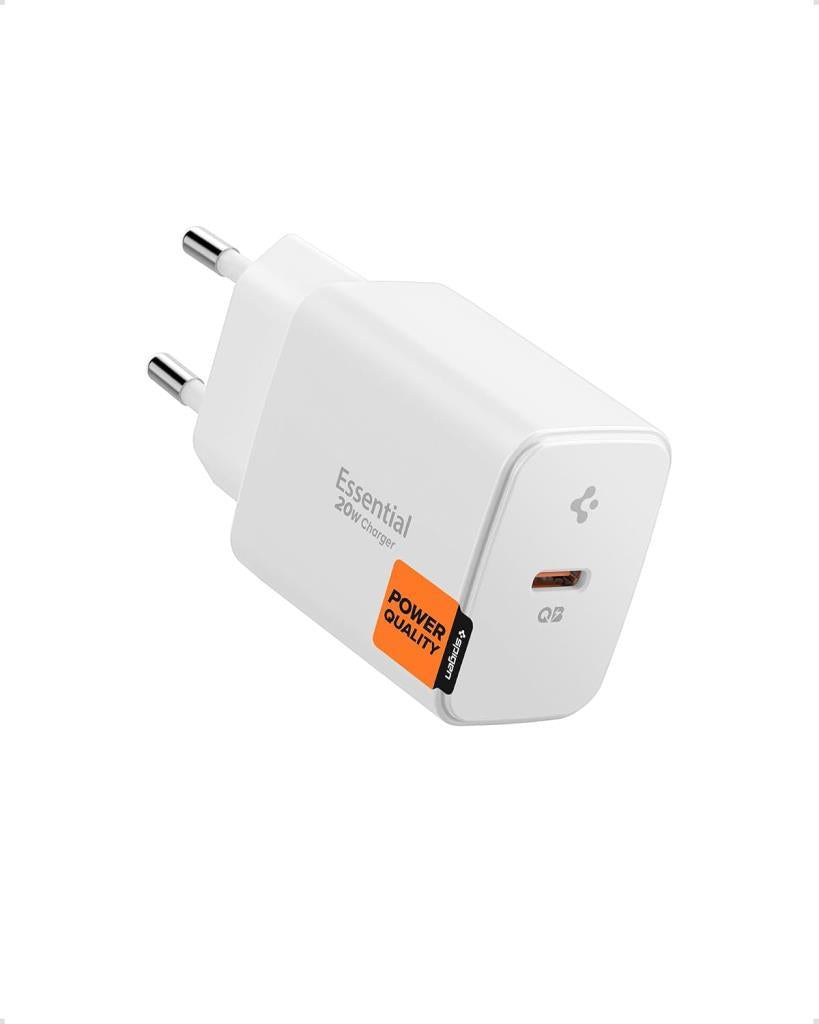 Spigen 20W USB-C Mini Hızlı Şarj Aleti / Şarj Isısını Düşürür GaN Pro Akım Korumalı Güç Adaptörü iPhone & Android & iPad Type-C EE201 Beyaz - ACH08701 - OUTLET