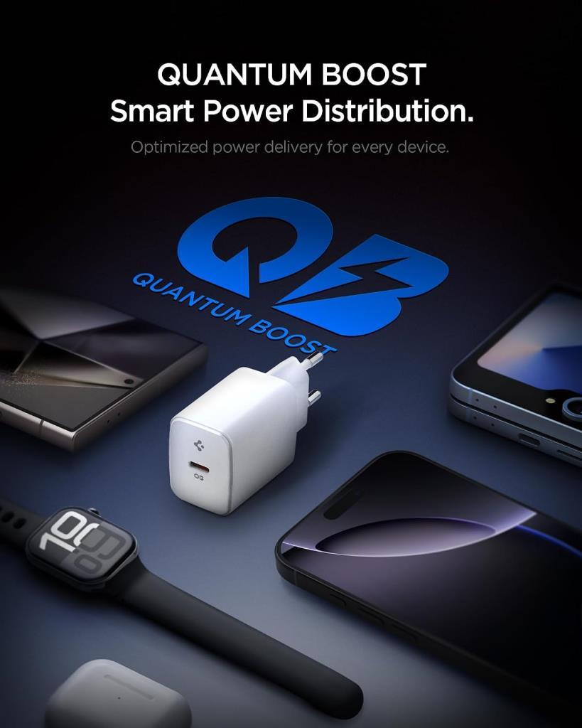 Spigen 20W USB-C Mini Hızlı Şarj Aleti / Şarj Isısını Düşürür GaN Pro Akım Korumalı Güç Adaptörü iPhone & Android & iPad Type-C EE201 Beyaz - ACH08701 - OUTLET