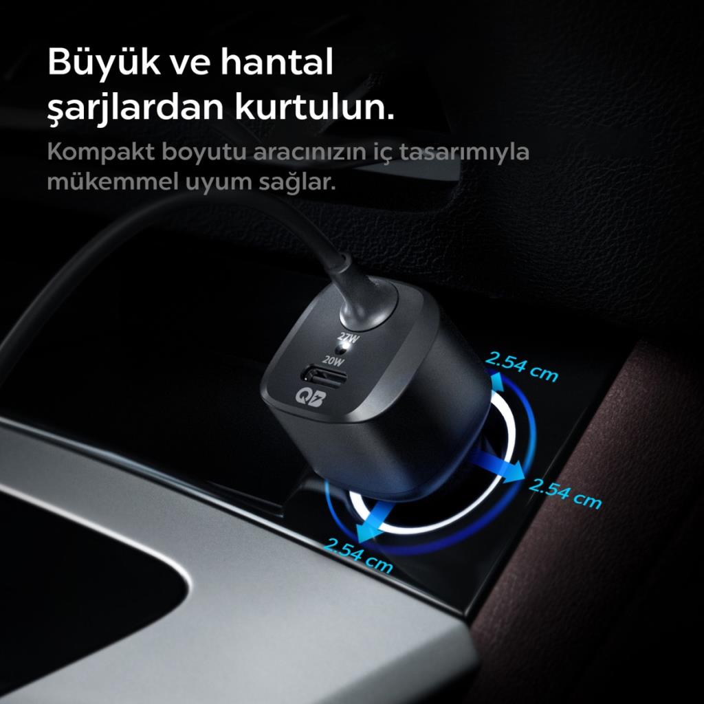 Spigen 47W USB-C 2 Port Araç içi Adaptör + Lightning Şarj Kablosu - Hızlı Şarj Aleti iPhone & iPad Type-C PC2100 - ACP04205- OUTLET