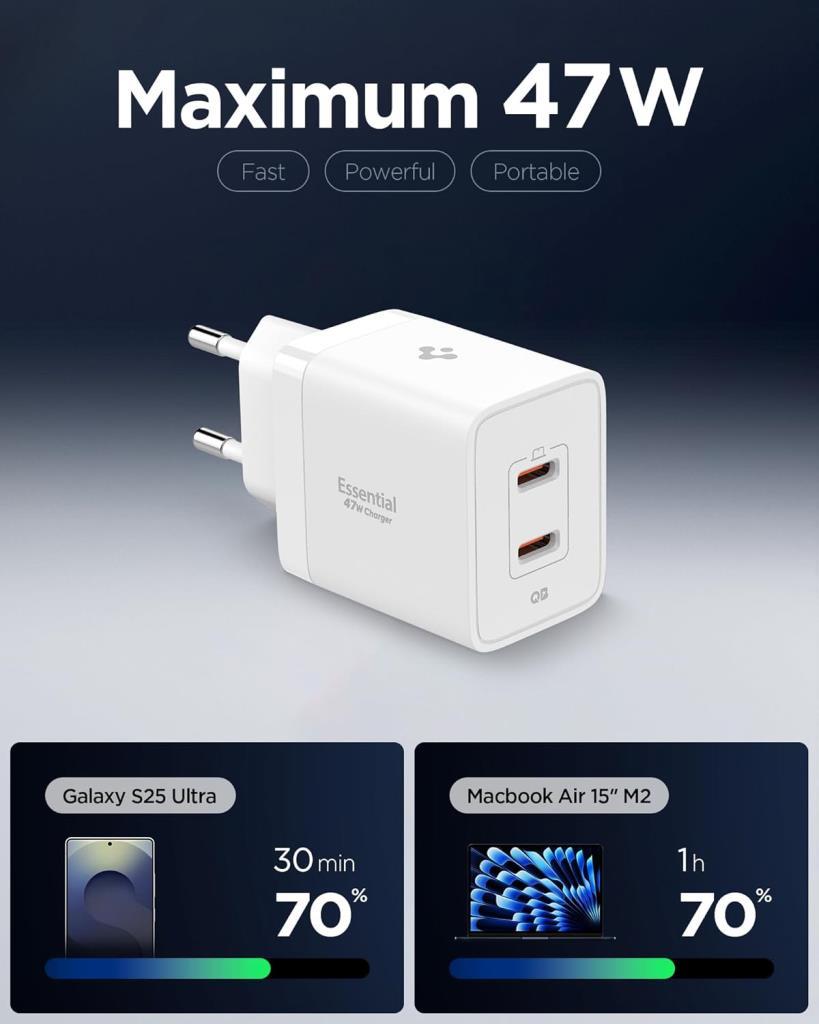 Spigen ACH08707 47 W Type-C Hızlı Şarj Adaptörü - TEŞHİR