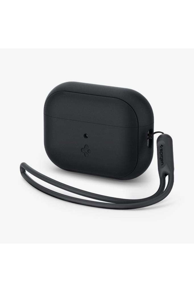 Spigen AirPods Pro (2.Nesil) Kılıf, Spigen Silicone Fit + Strap (Askı İpi) Black Outlet