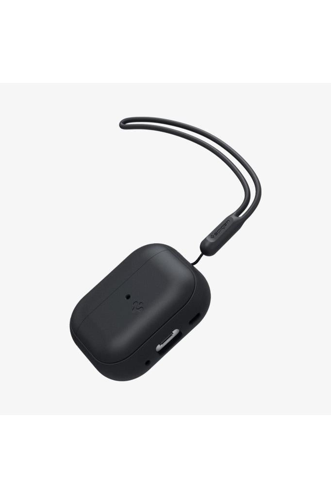 Spigen AirPods Pro (2.Nesil) Kılıf, Spigen Silicone Fit + Strap (Askı İpi) Black Outlet