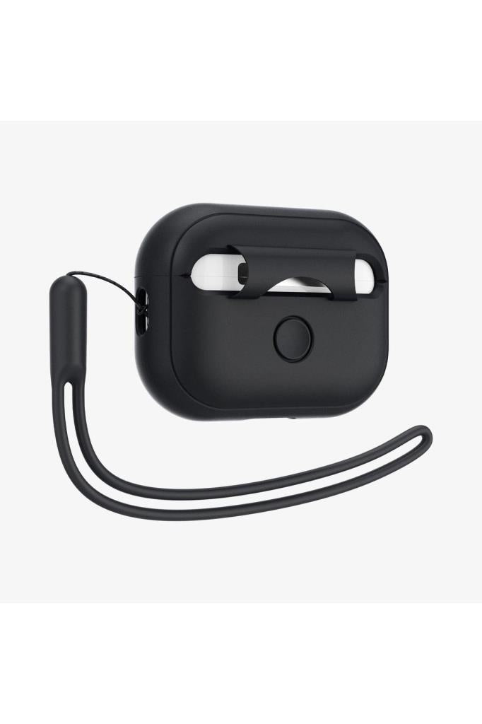 Spigen AirPods Pro (2.Nesil) Kılıf, Spigen Silicone Fit + Strap (Askı İpi) Black Outlet
