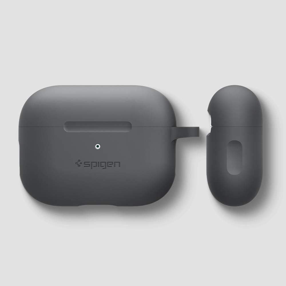 Spigen AirPods Pro ile Uyumlu Kılıf Silicone Fit Kaymaz Silikon Kömür Kapak - ASD00536 - Outlet