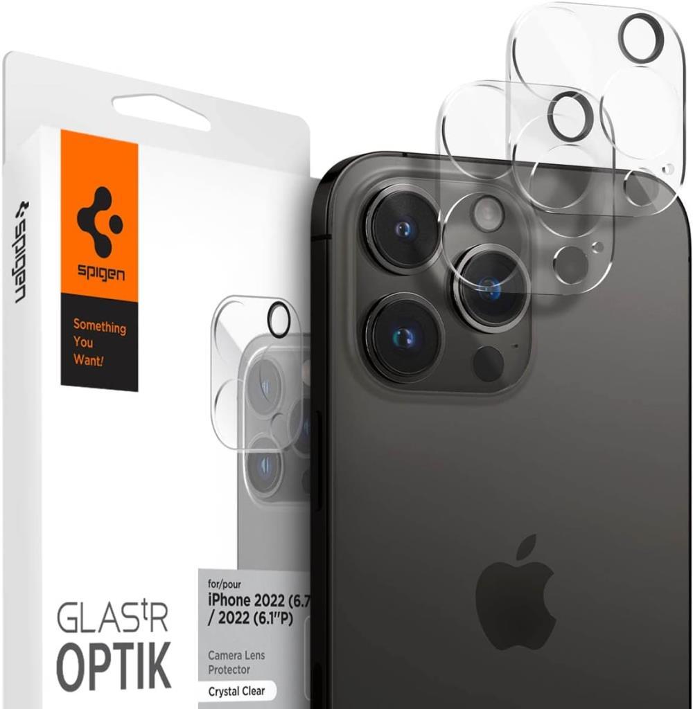 Spigen iPhone 16 Pro Max / 16 Pro / 15 Pro Max / 15 Pro / 14 Pro Max / 14 Pro ile uyumlu Kamera Lens Camı Koruyucu GLAS.tR Optik (2 Adet) Black - AGL05273 - Siyah - Outlet