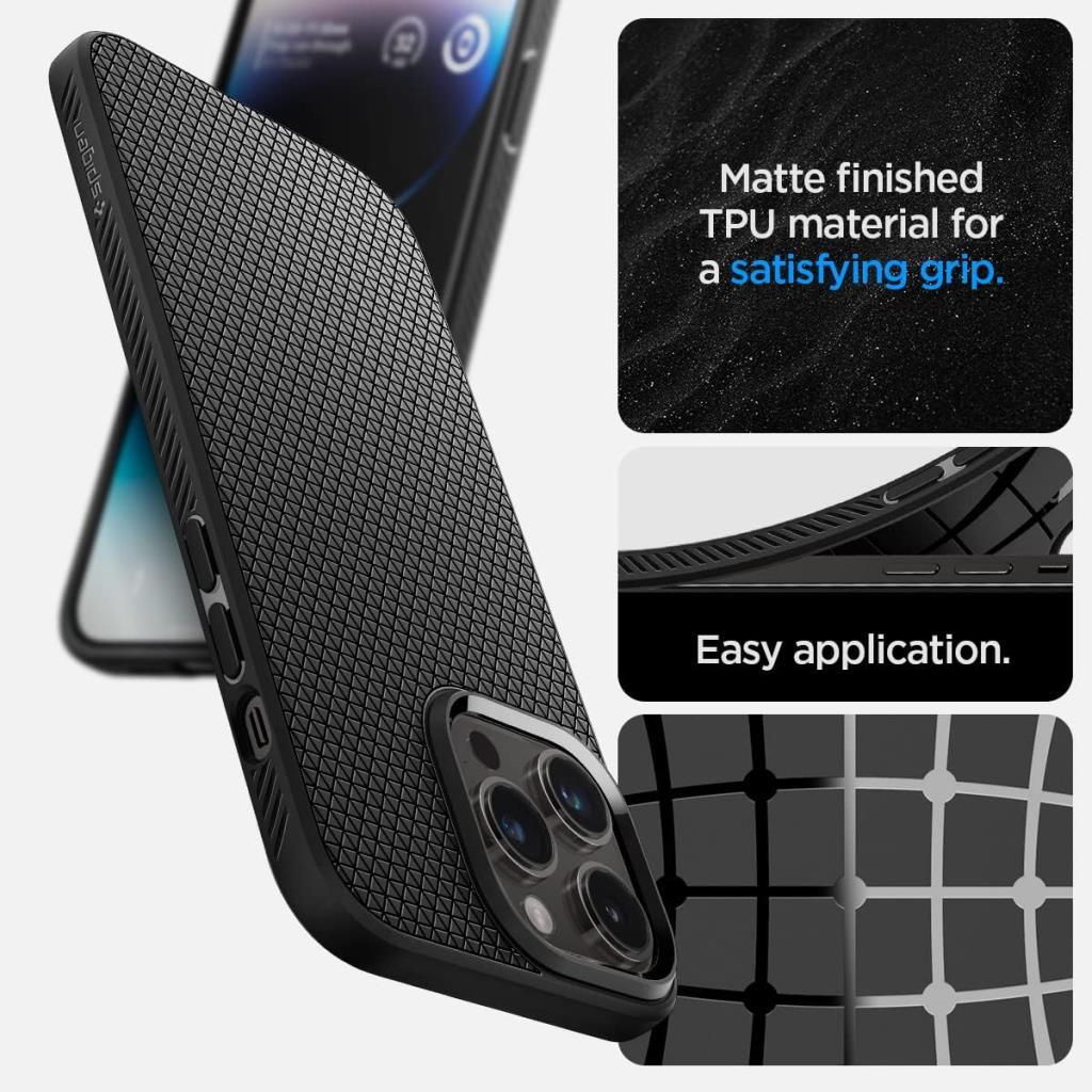 Spigen Apple iPhone 14 Pro Kılıf Liquid Air Matte Black Siyah – ACS04957  - TEŞHİR