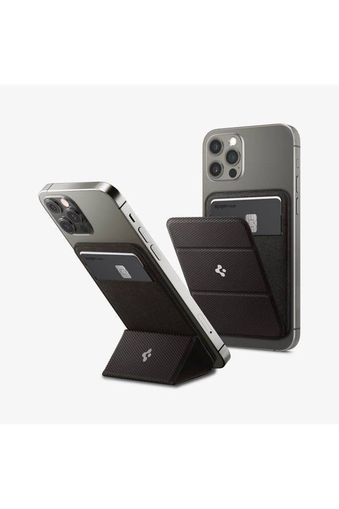 Spigen Apple iPhone 15 / iPhone 14 / iPhone 13 / iPhone 12 Serileri için Smart Fold Manyetik Cüzdan MagSafe Gunmetal Outlet