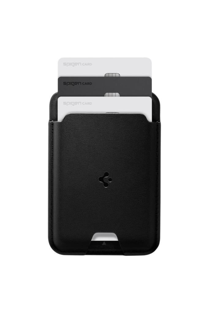 Spigen Apple MagSafe iPhone 15 / iPhone 14 / iPhone 13 / iPhone 12 Serisi için 3 Kart Hazneli Cüzdan Valentinus Black - TEŞHİR