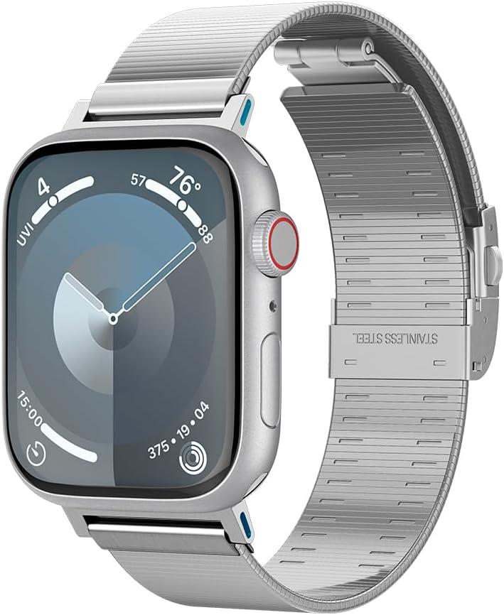 Spigen Apple Watch 49/46/45mm Ultra 3/2/1 / Seri 11/10/9/8/7 ile Uyumlu Kordon Band Sleek Link İnce Baklalı Çelik Gümüş Kayış - AMP07224 (Spigen TR Garantili) Silver - Teşhir