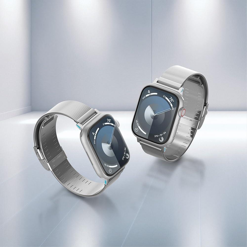 Spigen Apple Watch 49/46/45mm Ultra 3/2/1 / Seri 11/10/9/8/7 ile Uyumlu Kordon Band Sleek Link İnce Baklalı Çelik Gümüş Kayış - AMP07224 (Spigen TR Garantili) Silver - Teşhir