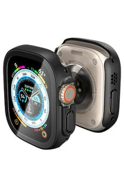 Spigen Apple Watch 49mm (Ultra 2/1) Kılıf Thin Fit 360 + Cam Ekran Koruyucu (Black - ACS05558) - TEŞHİR