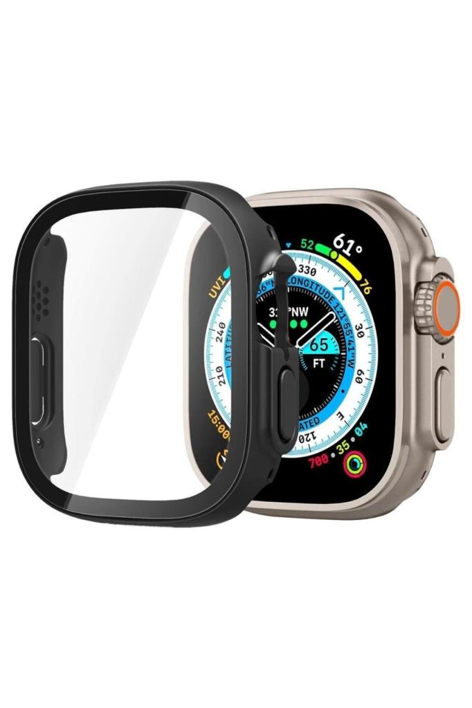 Spigen Apple Watch 49mm (Ultra 2/1) Kılıf Thin Fit 360 + Cam Ekran Koruyucu (Black - ACS05558) - TEŞHİR
