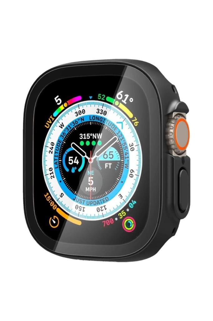 Spigen Apple Watch 49mm (Ultra 2/1) Kılıf Thin Fit 360 + Cam Ekran Koruyucu (Black - ACS05558) - TEŞHİR