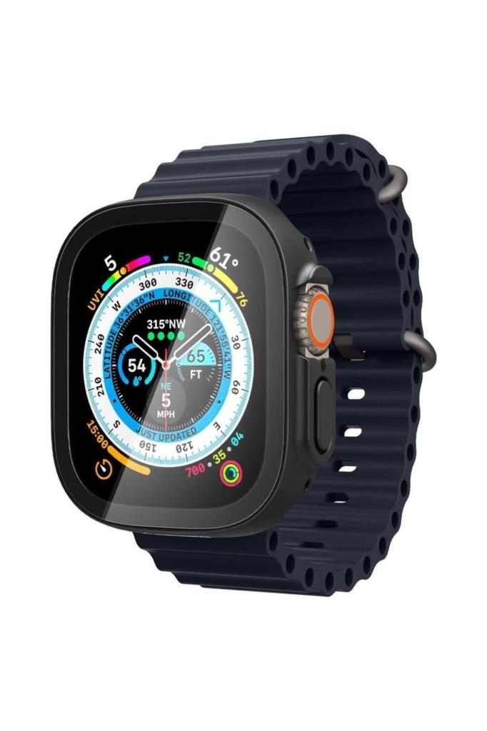 Spigen Apple Watch 49mm (Ultra 2/1) Kılıf Thin Fit 360 + Cam Ekran Koruyucu (Black - ACS05558) - TEŞHİR