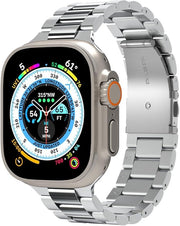 Spigen Apple Watch 49/46/45mm Ultra 3/2/1 / Seri 11/10/9/8/7 ile Uyumlu Kordon Band Modern Fit Klasik Saat Tipi Çelik Gümüş Kayış AMP06356 - Silver