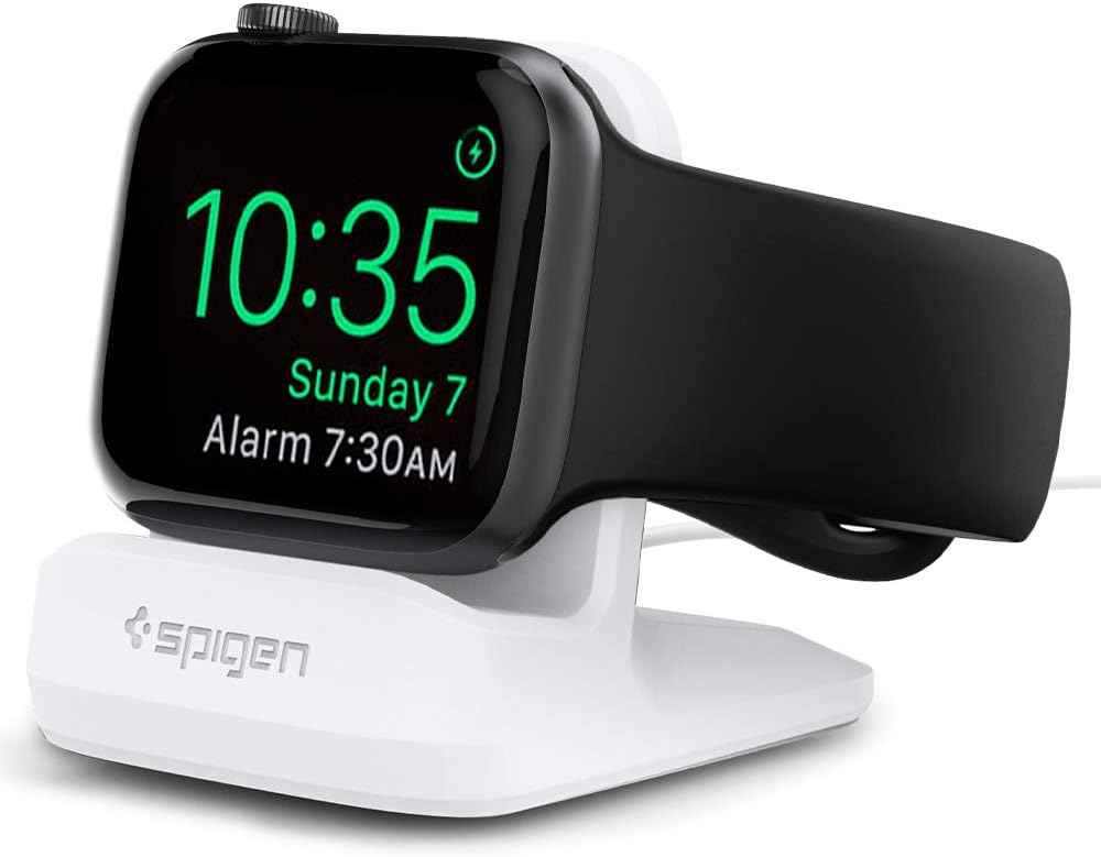 Spigen Apple Watch ile Uyumlu Şarj / Uyku Standı Night Stand White S350 - OUTLET