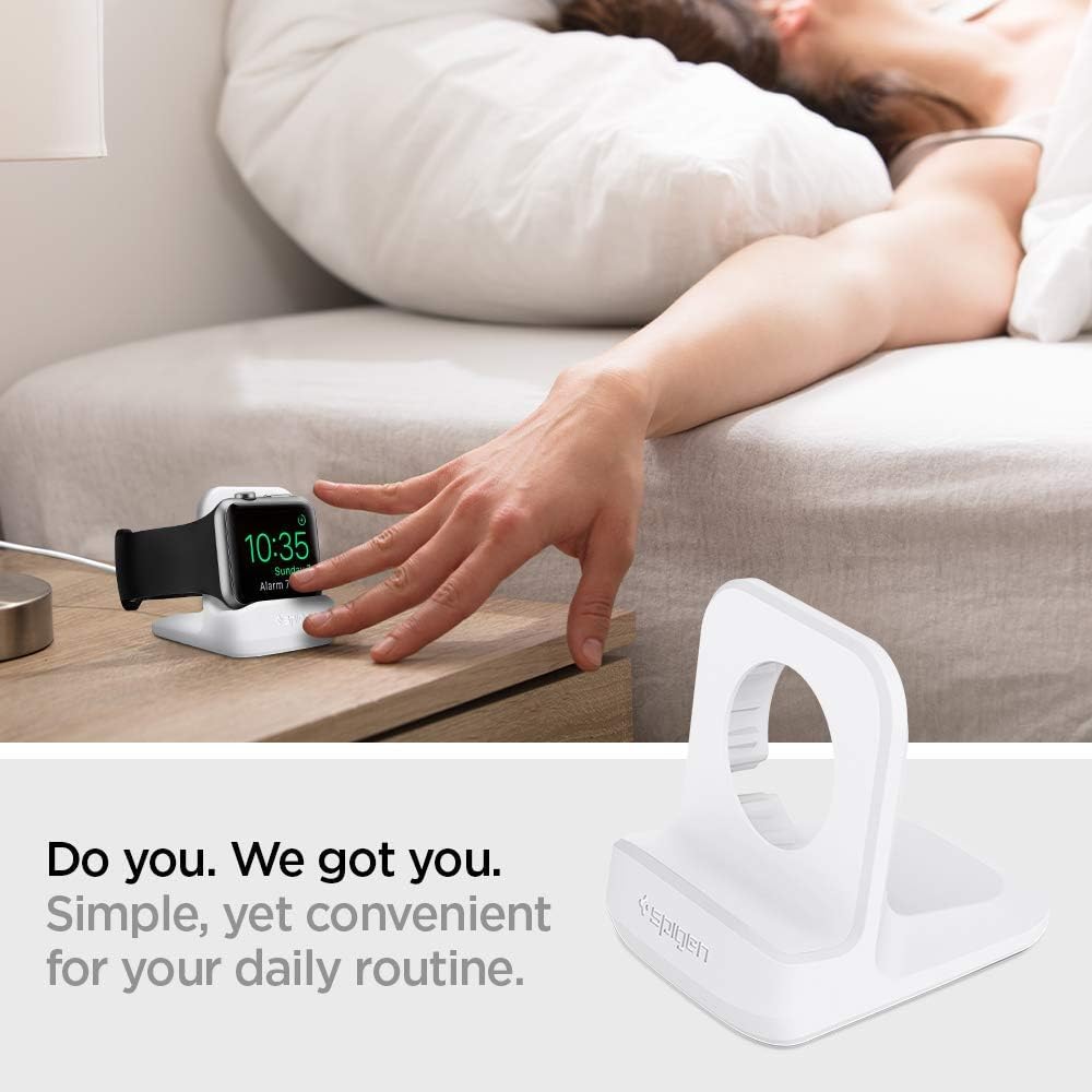 Spigen Apple Watch ile Uyumlu Şarj / Uyku Standı Night Stand White S350 - OUTLET