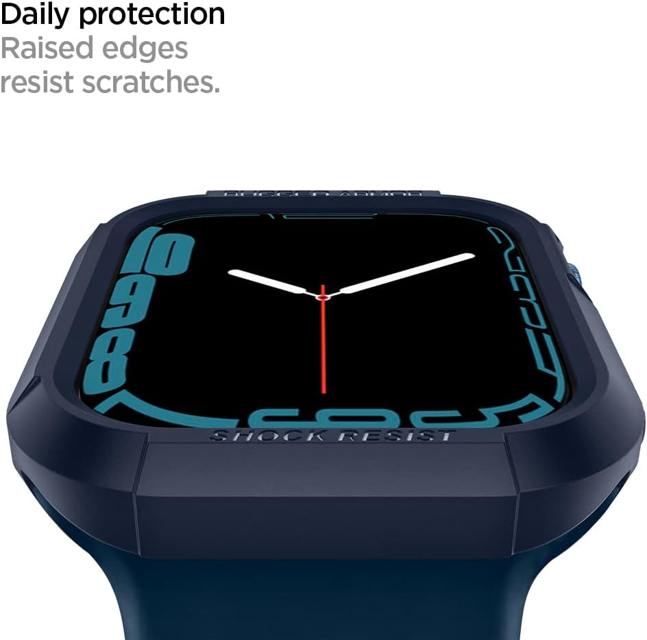 Spigen Apple Watch 45mm/44mm (Seri 9/8/SE2/7/6/SE/5/4) Kılıf Rugged Armor Navy Blue - ACS02224