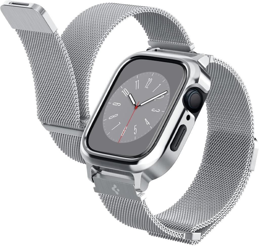 Spigen Apple Watch 41mm (Seri 9/8/7) Kılıf & Kordon Kayış Metal Fit Pro Silver - ACS04586 Outlet