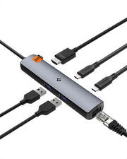 Spigen ArcDockPro 100W Güç Adaptörü 6in1 USB-C Multi Hub / Çoklayıcı 6 Port / 8k 60hz / Ethernet 2.5Gbps / Usb4 Gen3 / MacBook PD2302 Space Gray - ACA06193 Outlet